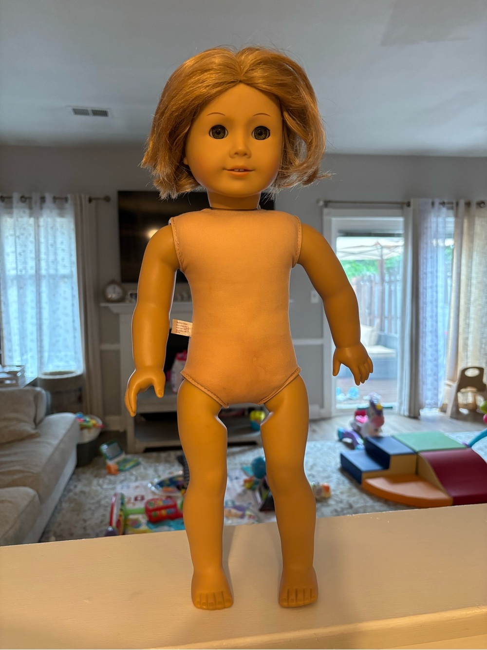 18-inch Blonde American Girl Doll with Tan Body and Cut Hair
